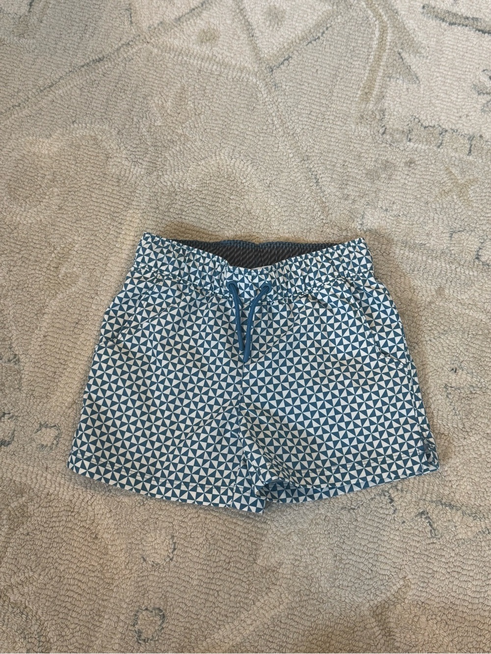 Kid Blue Geometric Print Drawstring Shorts